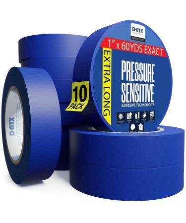 10 Pack Extra Long Painters Tape 1 inch x 60 Yards Sharp Edge Line Technology | Automotive Refinish Paper Masking Paint Rolls | Residue-Free MultiSurface Painter Tape for Wall Art Renovation Marking