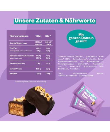 Buy Treatfuls Dark Bio-Erdnuss-Schoko Riegel Vegan Gluten-Free 100% Natural 20 x 40g | International Shipping Available - Buy Online on SooperMarket.com