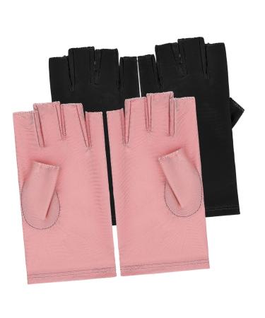 PLAFOPE 2 Pairs UV Gloves Fingerless Gloves UV Nail Gloves Gel Nail Gloves Nail Nail Art Accessory UV Rays Gloves Manicure Gloves Anti UV Nail Art Supplies Nail Gloves