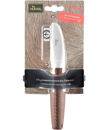 HUNTER SPA Grooming Comb with Rotating Teeth - Perfect for Top & Undercoat Care | 19.0 x 4.0 cm | M | Grey/Brown - International Shipping Available - Buy Online on SooperMarket.com