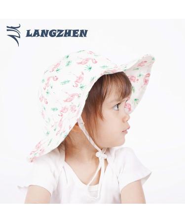 LANGZHEN Baby Girls Beach Sun Hat with Chin Strap, Flamingo Buff, 6-12 Months - Buy Online on SooperMarket.com