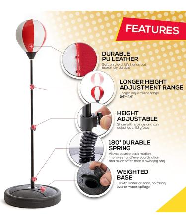 Whoobli Punching Bag for Kids with Boxing Gloves | Adjustable Stand | Boxing Bag Set Toy for Boys & Girls | Ages 3-10 (Red White) - Buy Online on SooperMarket.com