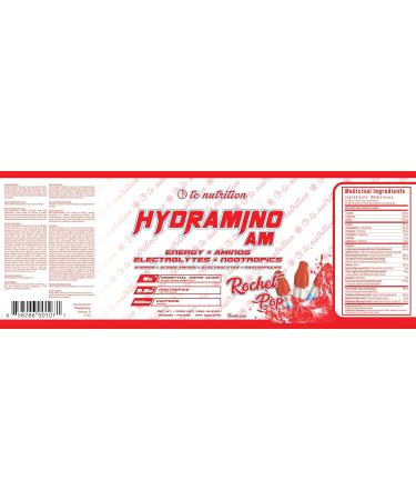 Hydramino AM - EAA + BCAA Amino Energy Powder - Essential Amino Acids with Caffeine Nootropics & Electrolytes | Focus Endless Energy Hydration & Muscle Recovery | Alpha-GPC Tyrosine Lutein Lion s Mane More | Rocket Pop 30 servings - Buy Online on SooperMarket.com