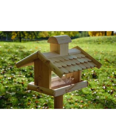 Dobar 21277E Large Bird Feeder Solid Wood Bird House with Shingle Roof Premium Bird Feeding Station for Container Montage 38x38x30 cm - Buy Online on SooperMarket.com