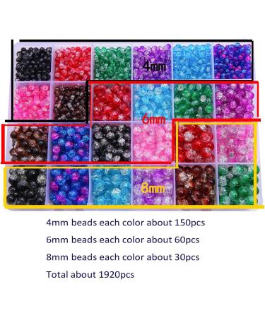 Huisipool 1920pcs 8 Color Glass Beads for Jewelry Making - 4mm 6mm 8mm Round Spacer Loose Beads - Ideal for Bracelet & Necklace Accessories - Buy Online on SooperMarket.com