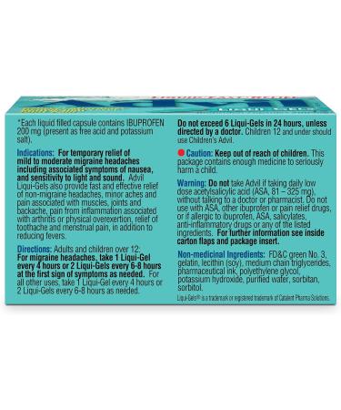 Advil Regular Strength Ibuprofen Pain Relief Liquid-Gels Fast Acting Pain Relief for Migraine Back Neck Joint and Muscle Relief 200mg (32 Count) - Buy Online on SooperMarket.com