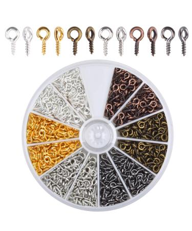 Screw Eye Pins, 600pcs Mini Eye Pins Hooks Eyelet Screw Threaded for Jewelry Making, 6 Colors