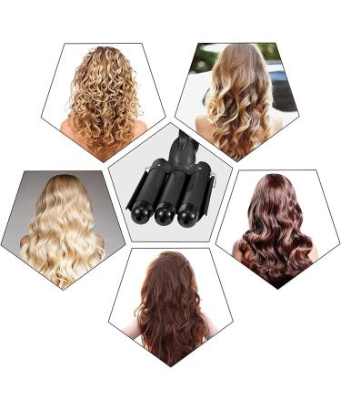 3 Barrel Curling Iron 25mm Hair Curler Hair Waver Wand Adjustable Temperature with 2 Temperature Control for Long or Short Hair Styling Curling Iron Large Wave Ceramic Wide Hair Crimpers Black - Buy Online on SooperMarket.com