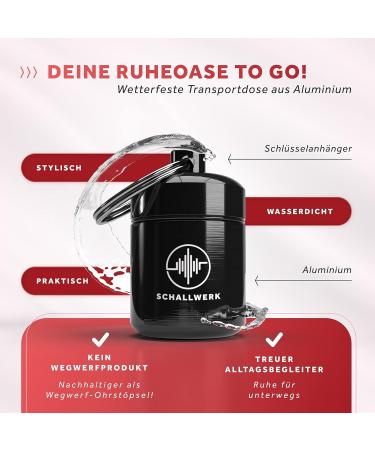Schallwerk Women+ Earplugs - Noise Damping & Sound Quality - Transparent Ear Protection for Music Festivals Work & Learning - Compact Aluminum Case with Red Filters - Buy Online on SooperMarket.com