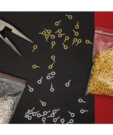 1000pcs Small Screw Eyes Pins for Jewelry Making - Silver & Gold 8mm x 4mm Mini Eyelet Hooks for Resin Clay Ornament Keychains - Buy Online on SooperMarket.com