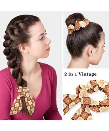 Multicoloured Floral Surgery Cap with Buttons and Bow - Elegant Bouffant Cap for Women with Long Hair - Buy Online on SooperMarket.com