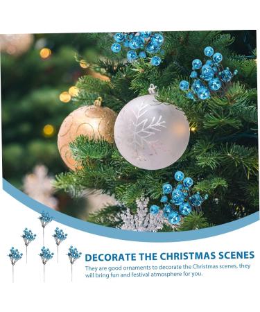 Zerodeko 6pcs Berry Bunch Cuttings Artificial Red Berry Stems Green Decor Wedding Decorations Artificial Berry Twig Stem Holly Berries for Crafts Ornament Plastic Christmas Plant Blue 30x10cm - Buy Online on SooperMarket.com