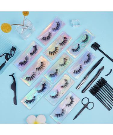 MAGEFY Faux Mink Eyelashes Variety Pack - 10 Pairs, 5 Styles | Natural to Dramatic Volume | 3D False Lashes with Brow Grooming Kit - Buy Online on SooperMarket.com