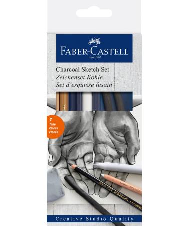 Faber-Castell Charcoal Sketch Set - 7 Piece Charcoal and Pastel Art Supplies Set