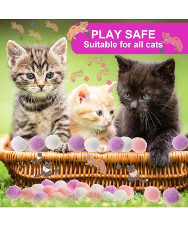 Amaxiu 30Pcs Cat Toy Balls Soft Kitten Pompom Ball Indoor Cats Interactive Ball Toys 3cm/1.18in Queit Cat Ball Cat Pom Pom Balls for Pet Play Pursue Roll Fetch Pink and Purple - Buy Online on SooperMarket.com