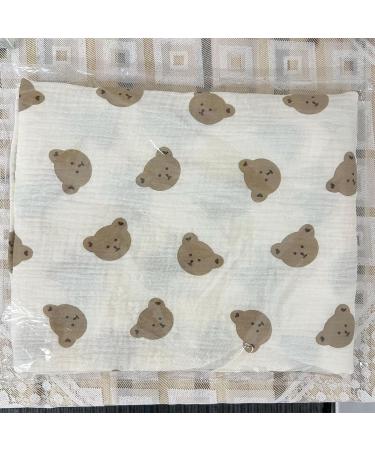 Yissone Baby Swaddle Blanket | Toddler Bear Print Cotton Yarn Stroller Blanket (90x130cm) - Buy Online on SooperMarket.com