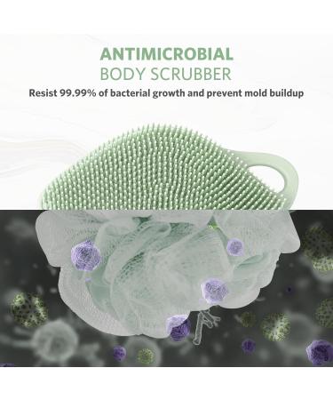 Sndyi Silicone Body Brush - Gentle Exfoliating Leaf-Shaped Shower Scrubber for Sensitive Skin | Foam-Forming Bristles in Firing Green Mint - Buy Online on SooperMarket.com