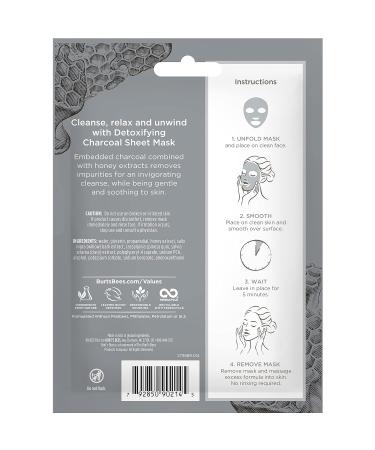 Burt's Bees Detoxifying Charcoal Face Masks - 100% Natural Skin Care (6 Single Use Packs) - Buy Online on SooperMarket.com