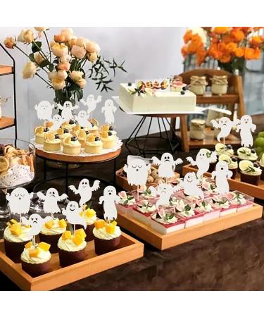 Rsstarxi 30 Halloween Ghost Cupcake Toppers Glitter White Spooky Halloween Cupcake Picks Halloween Baby Shower Cake Decorations for Ghost Theme Birthday Halloween Party Decorations Design 20 - Buy Online on SooperMarket.com