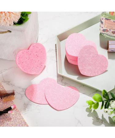 100 Heart Shape Facial Sponges | Natural Cellulose | Reusable Makeup Remover Sponge | Exfoliating Face Cleansing Sponge - Pink - Buy Online on SooperMarket.com