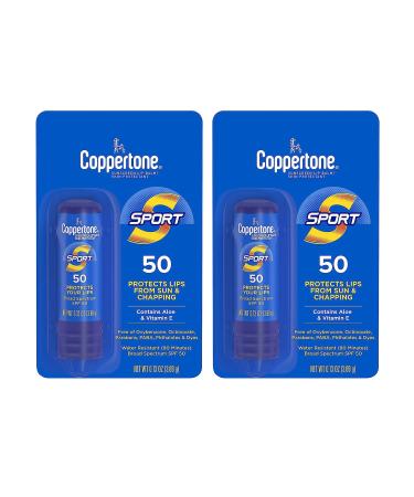 Coppertone SPF#50 Sport Lip Balm Aloe & Vitamin-E 0.13 Ounce (Pack of 2)