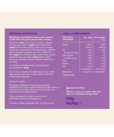 Graze Healthy Snacks - Cocoa Vanilla Vegan Snack Bars-4x30g - Buy Online on SooperMarket.com