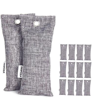 NEWBEA 12 Pack Bamboo Charcoal Air Purifying Bag, Charcoal Bags Odor Absorber, Shoe Deodorizer, Activated Charcoal Odor Absorber for Shoes, Home, Closet, Pet