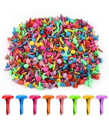 AIEX 600pcs Metal Paper Fasteners Round Copper Fasteners Split Pins for DIY Crafts Projects Scrapbooking Office 0.47x0.3inch (Multicolored)
