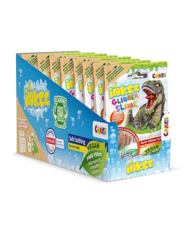 Inke Bath Slime Dino 10 Set-Bath-Glibber mucus with vitamin E neon-green bathing powder with cola rubber aroma complete sales display 10x 100g mucus powder bathing-glibber mucus dino xxl pack