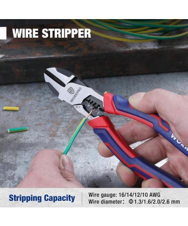 WORKPRO Diagonal Cutting Pliers with Wire Stripper 200mm Heavy Duty Cr-V Wire Cutters Multi-Function High Leverage Side Cutters Industrial Pliers - Buy Online on SooperMarket.com