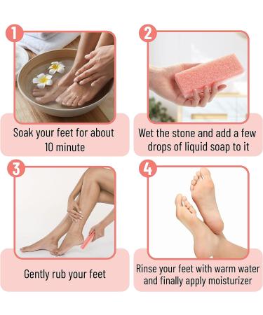 Slick Pumice Stone for Feet Callus Remover - 4 Pack, 2 Colors | Foot Scrub for Pedicure and Dead Skin Removal - Buy Online on SooperMarket.com