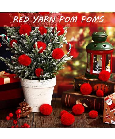 Syhood 30 Pcs Yarn Pom Poms Set - 20 x 1 Inch, 10 x 1.5 Inches Red Pompom Balls for Christmas Crafts and Xmas Party Decor - Buy Online on SooperMarket.com