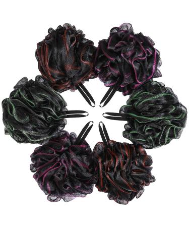 Set of 6 Shower Sponge Bath Loofahs, Mesh Pouf Exfoliator Scrubber Ball for Body Wash Red,pink,green - 6 Pcs