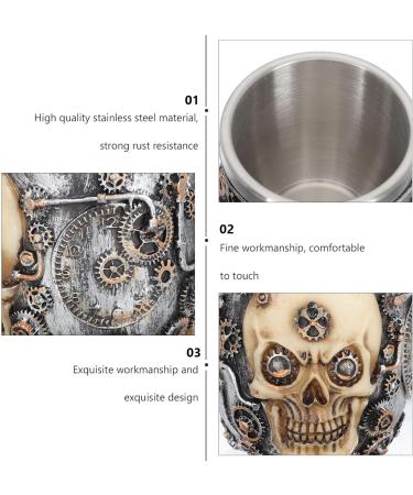 Osaladi Stainless Steel Shaving Bowl - Premium Razor Soap Foam Cup for Men | Skull Design Wet Shaving Accessories - Buy Online on SooperMarket.com