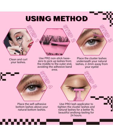 Self Adhesive Eyelashes Kit | 48pcs Lash Clusters + 48pcs Bottom Lashes | Reusable No Glue Natural Look | Easy to Use | Begonia D-10-18mix - Buy Online on SooperMarket.com