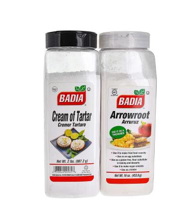 Badia Arrowroot and Cream of Tartar Seasoning Bundle (Set of 2) | Gluten-Free Baking Flour Substitute with Penguin Measurements Card - Buy Online on SooperMarket.com