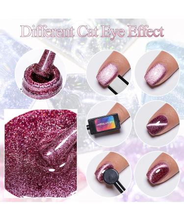 MEET ACROSS Reflective Glitter Cat Eye Gel Nail Polish Set - Magnetic UV Gel for Nail Art Salon & DIY - Buy Online on SooperMarket.com