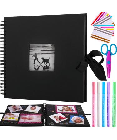 12x12 Inch Scrapbook Photo Album Wedding Guest book with 216 Photo Corners and other accessories Perfect for Gifts or Yourself 60 Pages - Black