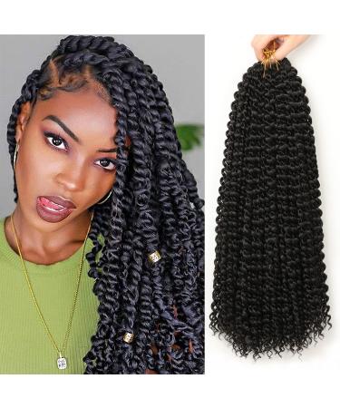 Passion twist hair 6 packs 18-inch braids Extensions faux Locs crochet hair yddm synthetic hair extensions Passion twist crochet braids hair (1b# 6packs economy package) 1b# 6Packs-and