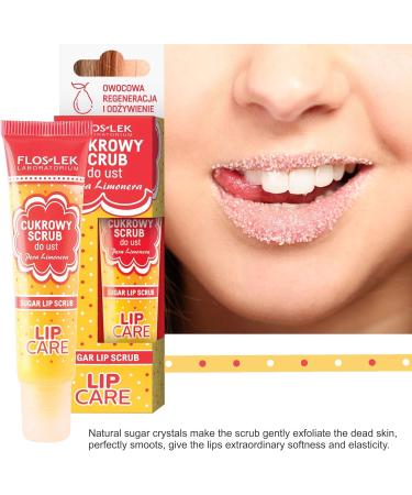 FLOSLEK Lip Scrub Pera Limonera - 14g | Natural Sugar Crystals | Beeswax & Shea Butter | Fruit Regeneration & Nutrition | Juicy Pear & Grape Flavor - Buy Online on SooperMarket.com