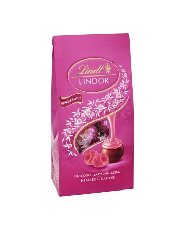 Lindt chocolate lindor balls raspberry |137 g bag |approx. 10 balls whole milk chocolate with a delicate melting raspberry filling |Praline gift |Chocolate gift raspberry 137 g (1 Pack)
