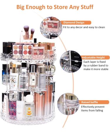 DreamGenius 360 Rotating Makeup Organizer 7-Layer Cosmetic Storage Case | Clear Acrylic Display for Jewelry, Brushes & Lipsticks - Buy Online on SooperMarket.com