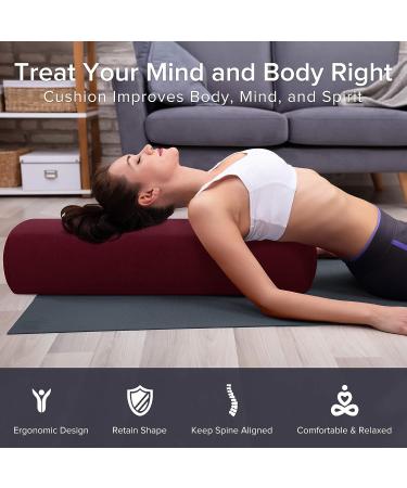 Premium Simian Yoga Bolster Pillow - Supportive Rectangular Cushion with Velvet Cover - Washable & Skin-Friendly - Ideal for Restorative & Yin Yoga - Burgundy - Buy Online on SooperMarket.com