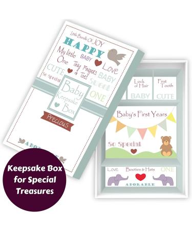 Baby Memory Book w/Keepsake Box & 30 Monthly & Baby First Milestone Stickers - Gender Neutral First Year Scrapbook Journal - Baby Photo Album for Boys & Girls - Buy Online on SooperMarket.com
