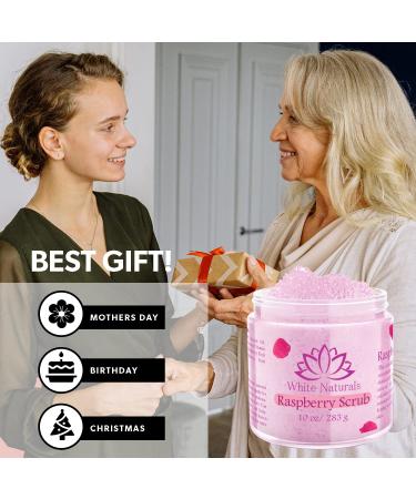 Organic Raspberry Scrub - Natural Exfoliating Salt Body & Face Scrub - Moisturizing Pure Exfoliator for Cellulite & Dead Skin - 10 oz - Buy Online on SooperMarket.com