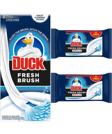 Toilet Cleaner Starter Kit Bundle Includes 1 Duck Fresh Brush With Holder and 24 Flushable Cleaning Duck Fresh Brush Refill Pads - Buy Online on SooperMarket.com