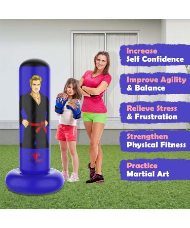 JEELA SPORTS Extendable Punching Bag for Kids 3-12 Years | Inflatable 53-63 inches with Boxing Gloves | Resistant Kids Punching Bag | Burn Off Children's Energy | Perfect Toy Gift for Boys - Buy Online on SooperMarket.com