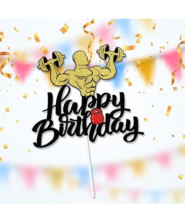 Fitness training men birthday cake decoration weightlifting men strong cake decoration - Buy Online on SooperMarket.com