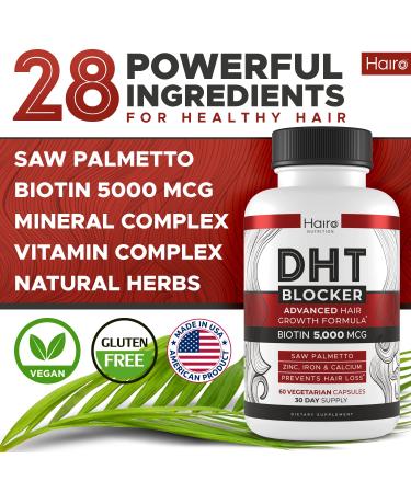 DHT Blocker Hair Growth Supplement with Biotin & Saw Palmetto - Natural Hair Loss Treatment for Women & Men - Buy Online on SooperMarket.com