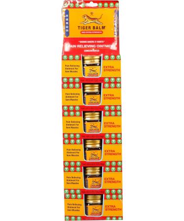 Tiger Balm Red Extra Strength Rub Balm - Alcohol Free Cruelty Free | 0.63 oz (Pack of 6) - International Shipping Available - Buy Online on SooperMarket.com